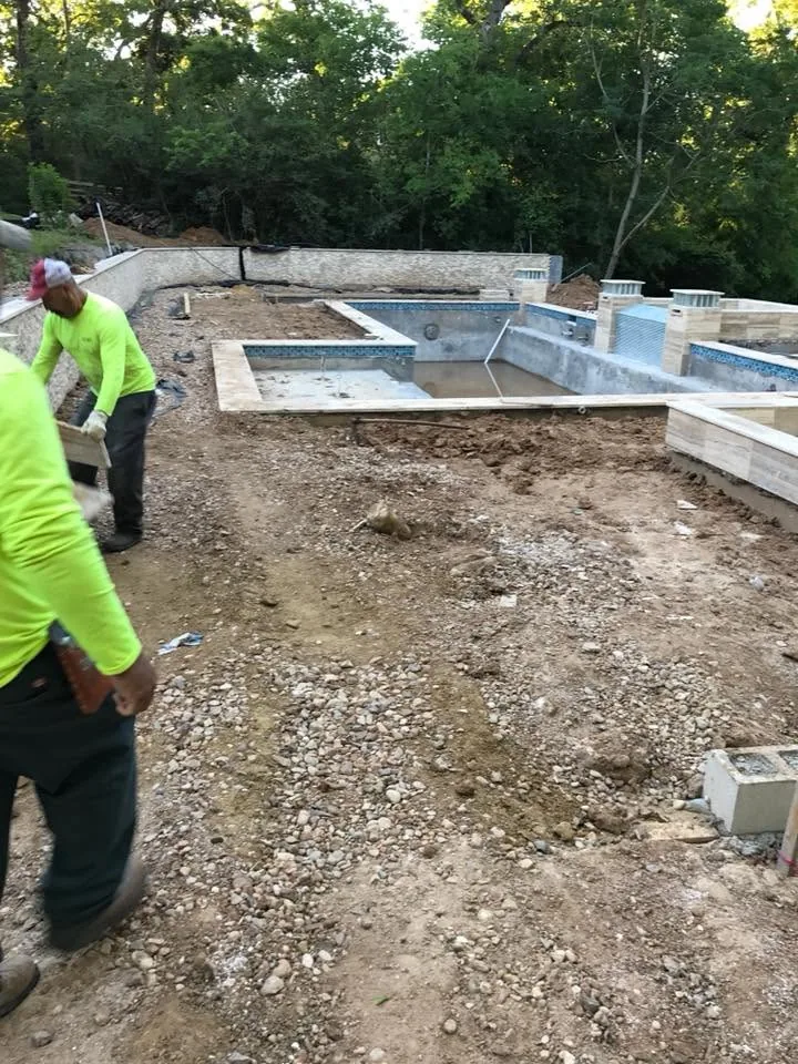 GreenRiver Landscaping crew at work on a backyard build in Bryan, Texas